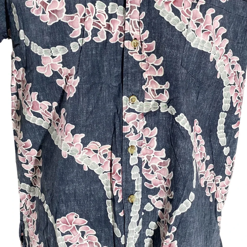 Cooke Street Hawaiian Aloha Shirt Large Floral Flowers Vines Reverse Print Black